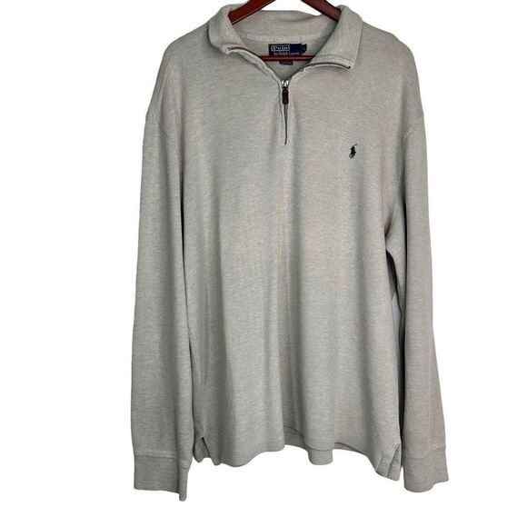 Polo Ralph Lauren Other - Vintage 90s Polo‎ Ralph Lauren Beige Classic Pullover Sweatshirt 1/4th Zip Large